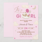 Invitation Fille Rose Préparatoire Baby Shower (Devant / Derrière)