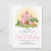 Invitation Fille Rose Princesse Anniversaire de enfant de con (Devant)