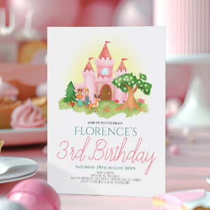 Invitation Fille Rose Princesse Anniversaire de enfant de con