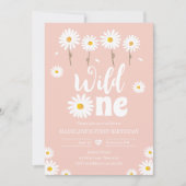 Invitation Fille rose retro Wild One Daisy Boho Retro Premier (Devant)