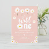 Invitation Fille rose retro Wild One Daisy Boho Retro Premier (Debout devant)