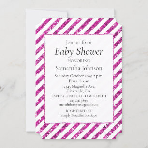 Invitation Fille rose rose brillant Parties scintillant rayur