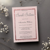 Invitation Fille rose rose or argent parties scintillant Swee