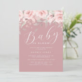 Invitation Fille rose rousse Floral Baby dans le Baby shower  (Debout devant)