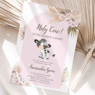 Invitation Fille Rose Sainte Vache Baby Shower