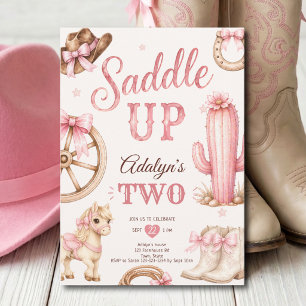 Invitation Fille Rose Selle Western Montez Cheval 2ème Annive