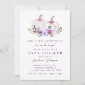 Invitation Fille Rose Twins Citrouille Automne Baby shower d' (Devant)