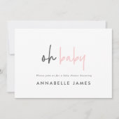 Invitation Fille rose typographie moderne chic contemporain (Devant)