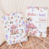 Invitation Fille Rose Violet Floral Fée Anniversaire