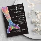 Invitation Fille rose violet marine Mermaid Pool de queue Ann