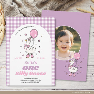 Invitation Fille Rose Violet Une Oie Idiote 1er Anniversaire