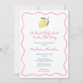 Invitation Fille rose Wavy Line Lemon Sweet Baby Girl Douche (Devant)