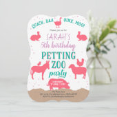 Invitation Fille, Rose, Zoo de mouture, Animaux de ferme, Ann (Debout devant)