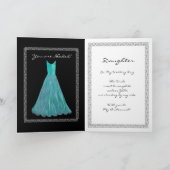 Invitation FILLE - roses et robe de bleu de turquoise de (Intérieur)