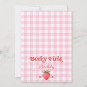 Invitation Fille Rouge Fraise Berry Sweet 1er anniversaire (Dos)