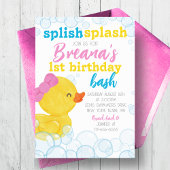 Invitation Fille Rubber Canard Splish Splash Anniversaire