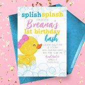 Invitation Fille Rubber Canard Splish Splash Anniversaire