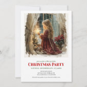 Invitation Fille rustique attend le Père Noël imprimable Noël (Devant)