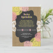 Invitation Fille rustique chic baby sprinkle / toile de jute  (Debout devant)
