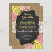 Invitation Fille rustique chic baby sprinkle / toile de jute  (Devant / Derrière)