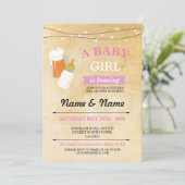 Invitation Fille rustique de baby shower brassant (Debout devant)