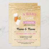 Invitation Fille rustique de baby shower brassant (Devant / Derrière)