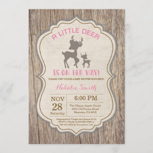 Invitation Fille rustique d'invitation de baby shower de