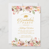 Invitation Fille Rustique Floral Gold Photo Party (Dos)