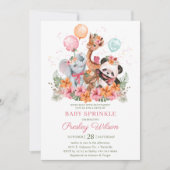 Invitation Fille Safari Animaux Bébé Sprinkle (Devant)