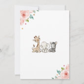 Invitation Fille Safari Bébé Animaux 1er Anniversaire Invitat (Dos)