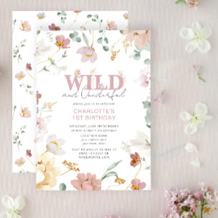Invitation Fille sauvage et Fleur sauvage magnifique premier