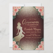 Invitation Fille Silhouette, Confetti Floral Quinceañera (Devant)
