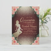 Invitation Fille Silhouette, Confetti Floral Quinceañera (Debout devant)