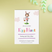 Invitation Fille simple avec costume lapin Chasse aux oeufs d