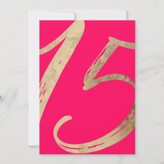 Invitation Fille simple Neon rose Or Pink Poil Quinceañera (Dos)