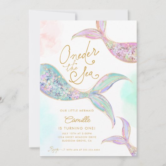 Invitation Fille Sirène 1er anniversaire (Devant)