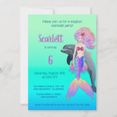 Invitation Fille Sirène arc-en-ciel Fairytale Photo d'anniver (Devant)