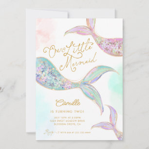 Invitation Fille Sirène sous la mer Deuxième anniversaire