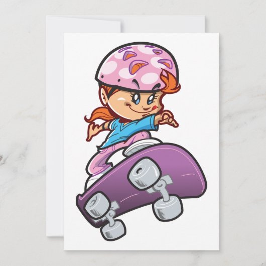 Invitation Fille Skateboarder (Devant)