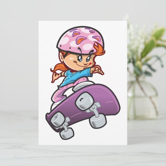 Invitation Fille Skateboarder (Debout devant)