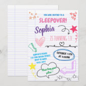 Invitation Fille Sleepover Ado Fête Enfants Stwood Anniversai (Devant / Derrière)