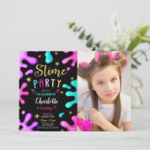 Invitation Fille Slime fête Anniversaire Photo (Debout devant)