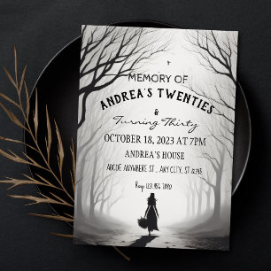 Invitation Fille sombre et brumeuse forêt anniversaire hallow