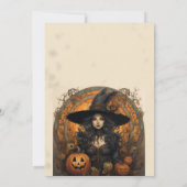 Invitation Fille sorcière et Halloween gothique Citrouille (Dos)