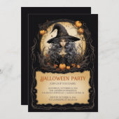 Invitation Fille sorcière Halloween gothique (Devant / Derrière)