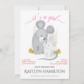 Invitation Fille Souris Mère Baby shower Souris Laine Maple (Devant)