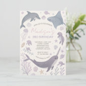 Invitation Fille sous la mer fête d'anniversaire (Debout devant)