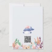 Invitation Fille sous le Baby shower d'aquarelle de baleine m (Dos)