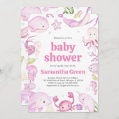 Invitation Fille sous le Baby shower marin (Devant / Derrière)