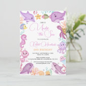 Invitation Fille sous l'océan Océan Animaux Anniversaire (Debout devant)